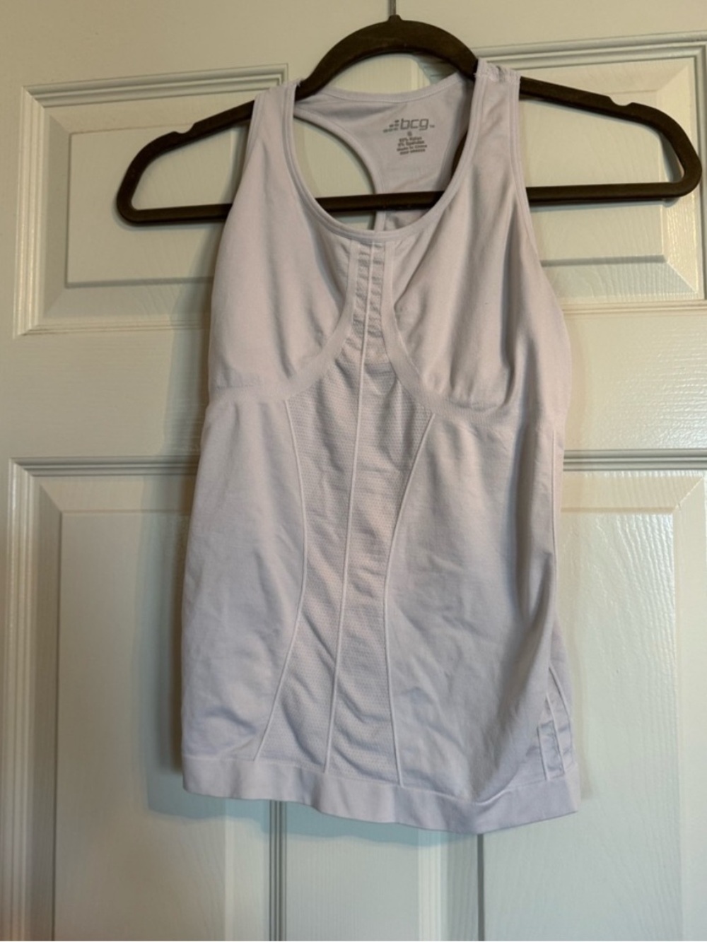 bcg Light White Racerback Tank with Shelf Bra